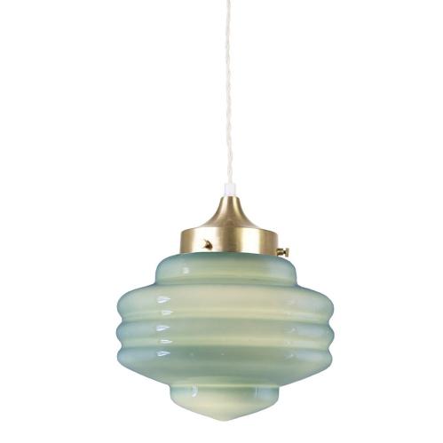 Taklampa - Valter - m. Tvinnad Sladd - Mässing/Grön - Ø20 x H25 cm - www.frokenfraken.se