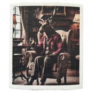 Disktrasa - Älg i rutig jacka - 19 x 17 cm - www.frokenfraken.se