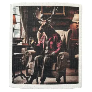 Disktrasa - Älg i rutig jacka - 19 x 17 cm - www.frokenfraken.se