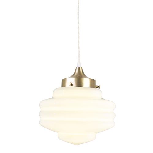 Taklampa - Valter m. Tvinnad Sladd - Mässing/Vit - Ø20 x H25 cm - www.frokenfraken.se