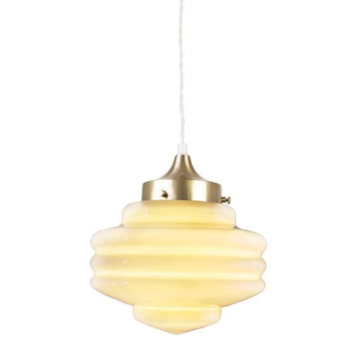 Taklampa - Valter m. Tvinnad Sladd - Mässing/Vit - Ø20 x H25 cm - www.frokenfraken.se