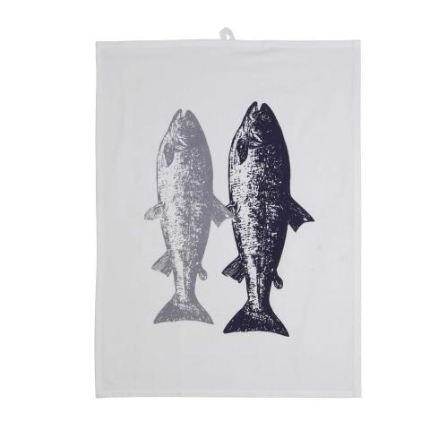 Handduk - Fisk - Blå - 50 X 70 cm - www.frokenfraken.se
