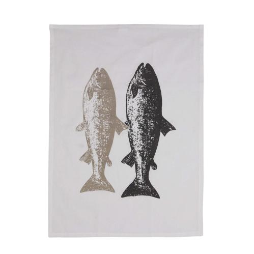 Handduk - Fisk - Grå - 50 X 70 cm - www.frokenfraken.se