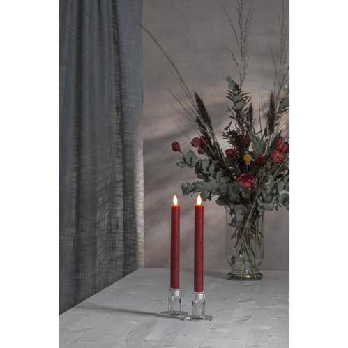 Batteriljus - Röd - Kronljus/Antikljus - Flamme - 2 st - 24,5 cm - Timer - www.frokenfraken.se