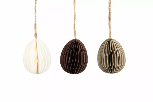 Ägg - Hängande pappersägg - 3-pack - Brun/grå/vit - 6 cm - www.frokenfraken.se
