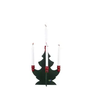 Ljusstake - Gran i trä - Gammaldags Julpynt - 21 cm - www.frokenfraken.se