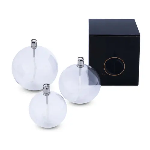 Oljelampa - Glas - Rund Boll - Silver - Ø11 cm - www.frokenfraken.se