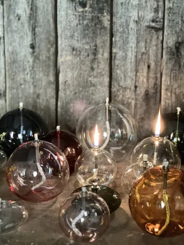 Oljelampa XL - Glas - Rund Boll - Ø13 cm - www.frokenfraken.se