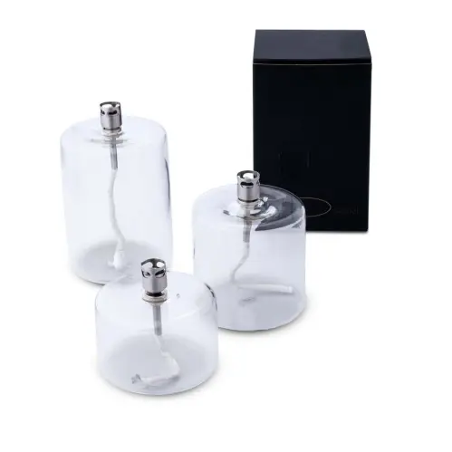 Oljelampa - Glas - Cylinder - Silver - 8,5 x 8 cm - www.frokenfraken.se