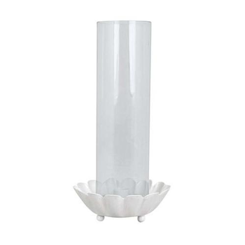 Ljusstake m. Glasrör Ingrid Antik Vit - Ø 13,5 x 27,5 cm - www.frokenfraken.se
