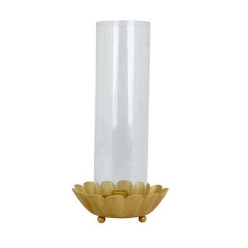 Ljusstake - Med Glasrör Ingrid - Gul - Ø 13,5 x 27,5 cm - www.frokenfraken.se