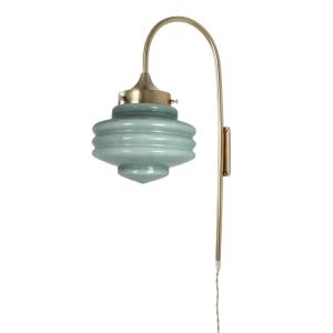 Vägglampa Rundad - Valter - Mässing/Grön - Ø20 x H56 x D31 cm - www.frokenfraken.se
