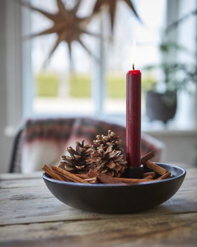 Ljusstake - Svart Skål - Ø20 x 0,70 x 5 cm - www.frokenfraken.se