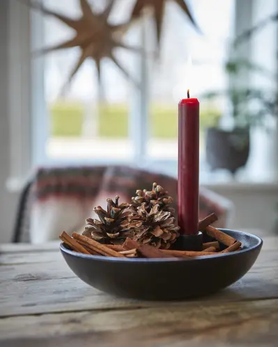 Ljusstake - Svart Skål - Ø20 x 0,70 x 5 cm - www.frokenfraken.se