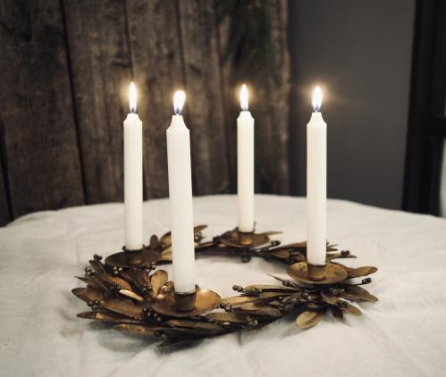 Ljusstake - Mistel - Juldekoration - Antik mässing - Ø43 - www.frokenfraken.se