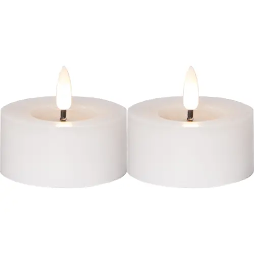 Batteriljus - Vit - LED Värmeljus - 7 cm - Flamme Flow - 2 st - www.frokenfraken.se
