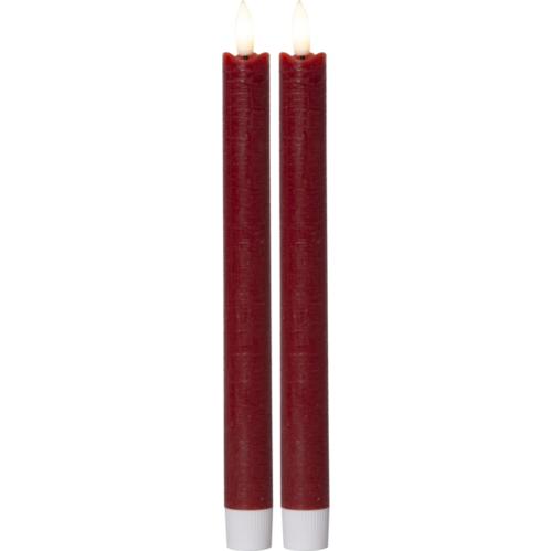 Batteriljus - Röd - Kronljus/Antikljus - Flamme - 2 st - 24,5 cm - Timer - www.frokenfraken.se