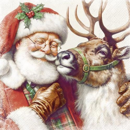 Servetter - Santa's Best Friend Cream - 20 st/33 x 33 cm - www.frokenfraken.se