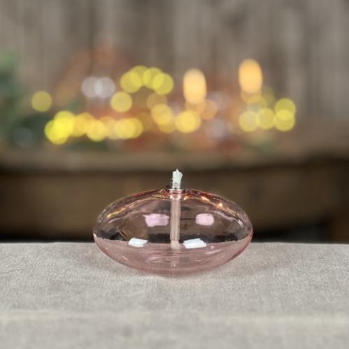 Oljelampa S - Glas - Rund Platt Ellips - Rosa - Ø10 cm - www.frokenfraken.se
