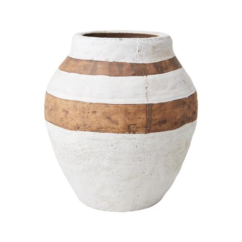 Kruka M - Vit/brun - Ø20 x 23 cm - www.frokenfraken.se