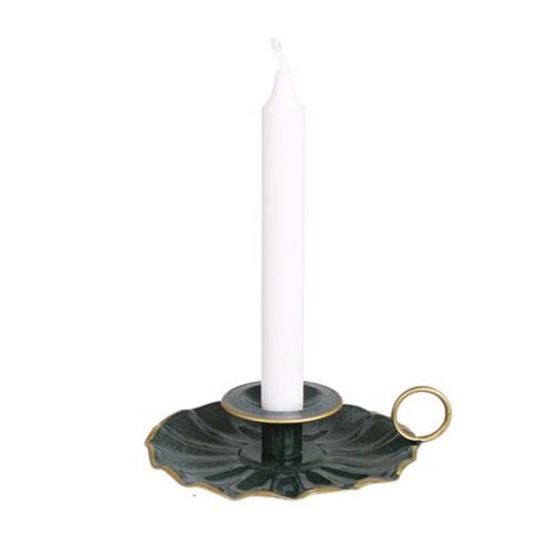 Ljusstake Ingrid Mörkgrön - Ø 15 x 4 cm - www.frokenfraken.se