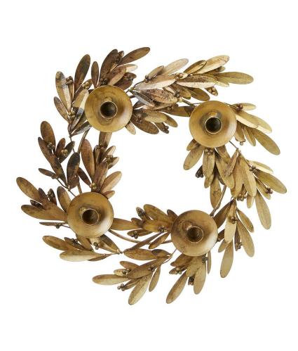 Ljusstake - Mistel - Juldekoration - Antik mässing - Ø43 - www.frokenfraken.se