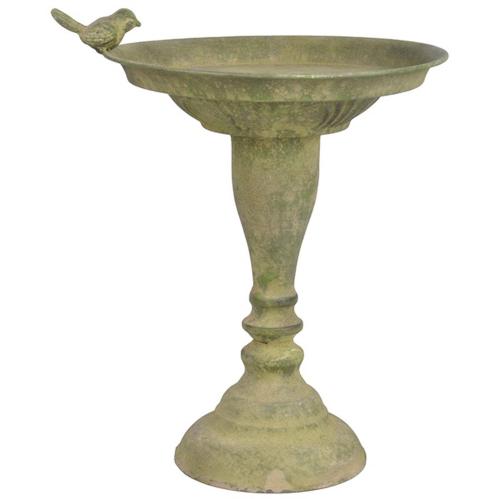 Fågelbad - Antik Metall -Grön - H30 cm - www.frokenfraken.se
