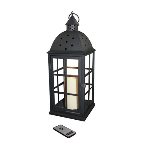 Ljuslykta - Med batteriljus - Svart - Metall - 46 cm - www.frokenfraken.se
