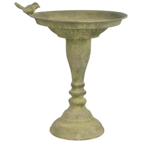 Fågelbad - Antik Metall -Grön - H30 cm - www.frokenfraken.se