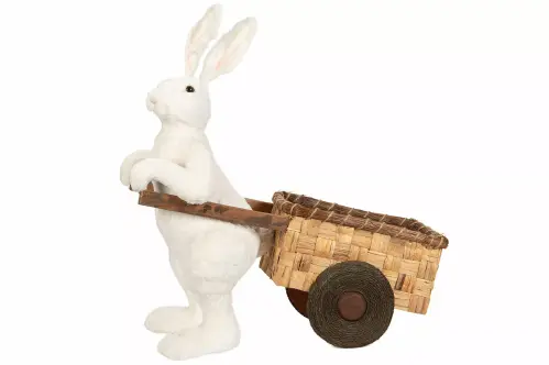 Hare med kärra - Vit - 68 cm - www.frokenfraken.se
