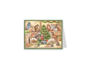 Dubbel Kort/Adventskalender - Stall - 15 x 11 cm - www.frokenfraken.se