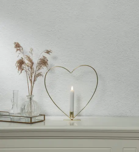 Stående ljusring - Hjärta - Mässing - Batteriljus flammande låga - Ø28 cm - www.frokenfraken.se
