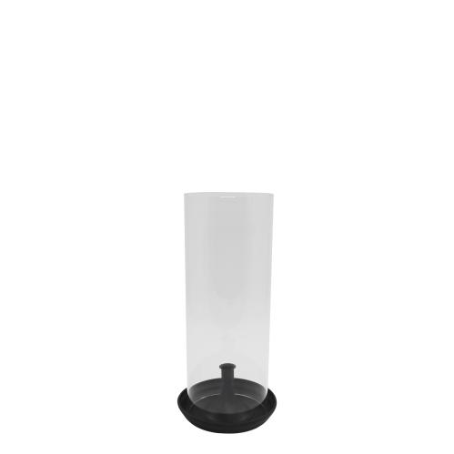 Ljusstake med Glas - Svart 40 cm - www.frokenfraken.se