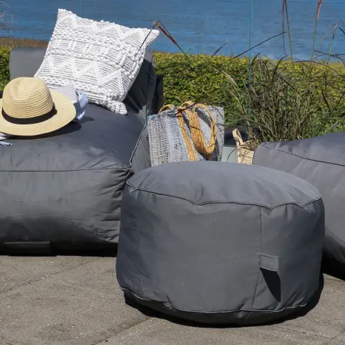 Lounge - Sittpuff - Grå - Utomhus - Ø 60 x 32 cm - 2-Pack - www.frokenfraken.se