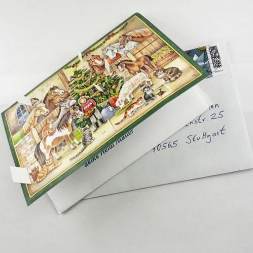 Dubbel Kort/Adventskalender - Stall - 15 x 11 cm - www.frokenfraken.se