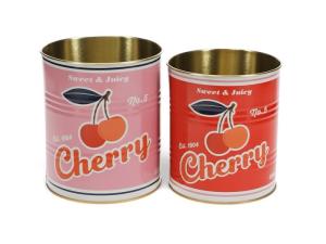 Plåtkruka - Burk i plåt - Retro - Cherry - 2 storlekar - www.frokenfraken.se