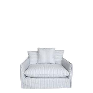 Fåtölj av Linne - Randig - Blå/Creme - 75 x 110 x 95 cm - www.frokenfraken.se