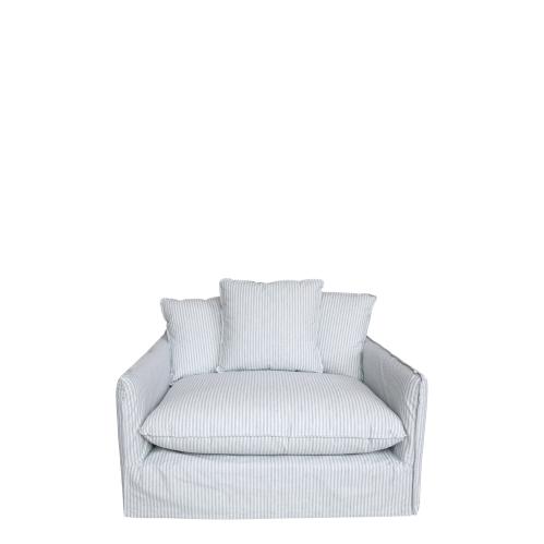 Fåtölj av Linne - Randig - Blå/Creme - 75 x 110 x 95 cm - www.frokenfraken.se