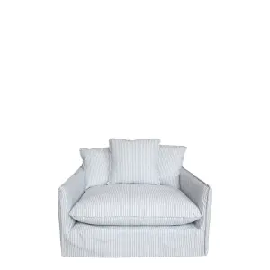Fåtölj av Linne - Randig - Blå/Creme - 75 x 110 x 95 cm - www.frokenfraken.se