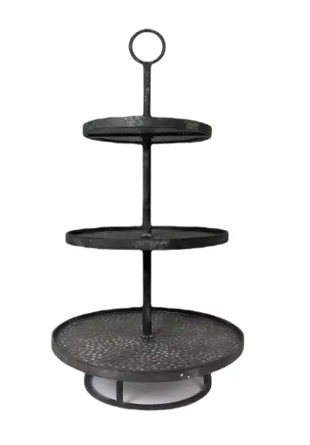 Trevåningsfat Svart - Metall - H: 82 cm - www.frokenfraken.se