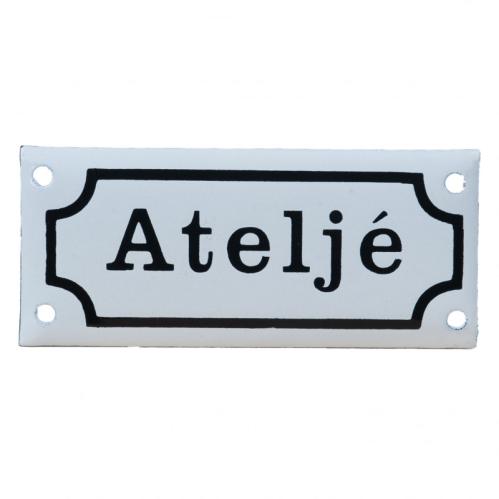 Ateljé - Emaljskylt - 1800 tal - Originalförlaga - 120 x 55 mm - www.frokenfraken.se