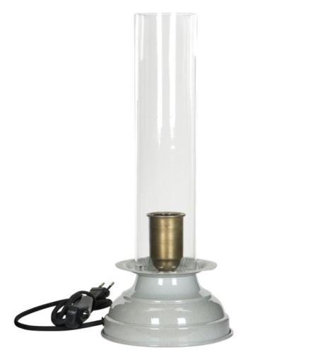 Lampa - Fotogenlampa med el - Emalj Stone - 39 cm - www.frokenfraken.se