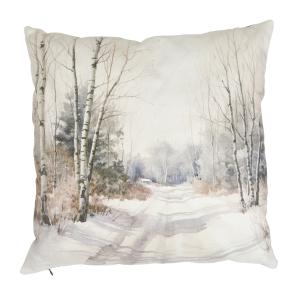 Kuddfodral - WINTER ROAD - MULTIFÄRGAD - 48 X 48 CM - www.frokenfraken.se