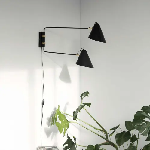 Vägglampa - Club Double - Svart - 81 x 42 cm - www.frokenfraken.se