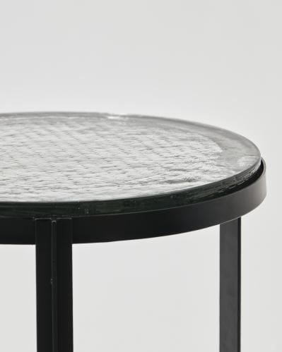 Soffbord - Svart med glasskiva - 50 x Ø50 cm - www.frokenfraken.se