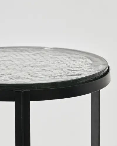 Soffbord - Svart med glasskiva - 50 x Ø50 cm - www.frokenfraken.se