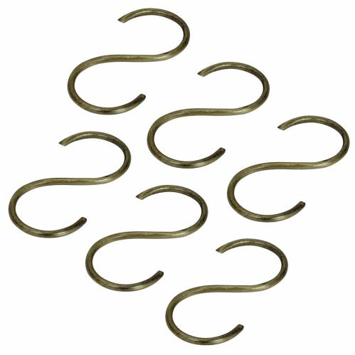 S-krokar Antik Mässing 6-pack Stor - W 5 x H 11 cm - www.frokenfraken.se
