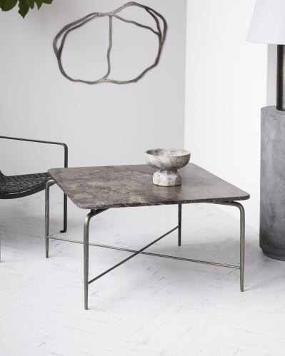 Soffbord - Marmor/Järn - Brun - 45 x 96 cm - www.frokenfraken.se
