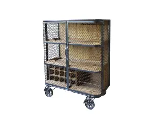 Vagn - Serveringsvagn/barskåp - Svart/natur - 116 x 94 x 49 cm - www.frokenfraken.se
