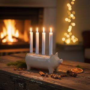 Adventsljusstake - Gris - Brun - 40 x 11 x 16 cm - www.frokenfraken.se